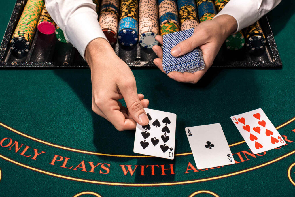 Dealer-handling-cards-and-chips