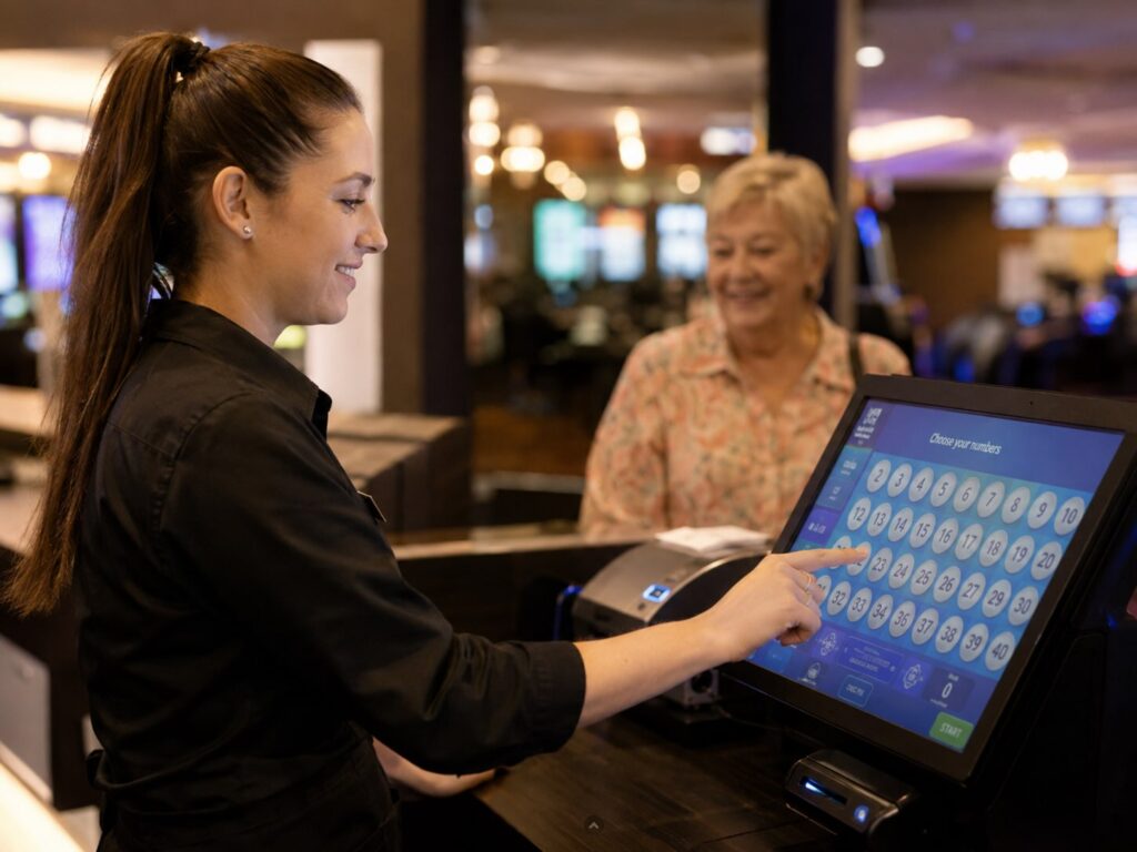 Keno Operator Helping a Customer