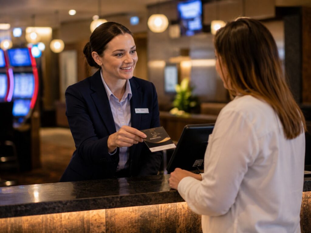 Loyalty and Rewards Club Host Helping a Member