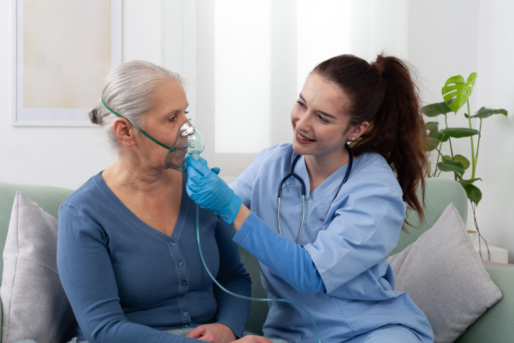 aged care and Infection Control specialist with a patient